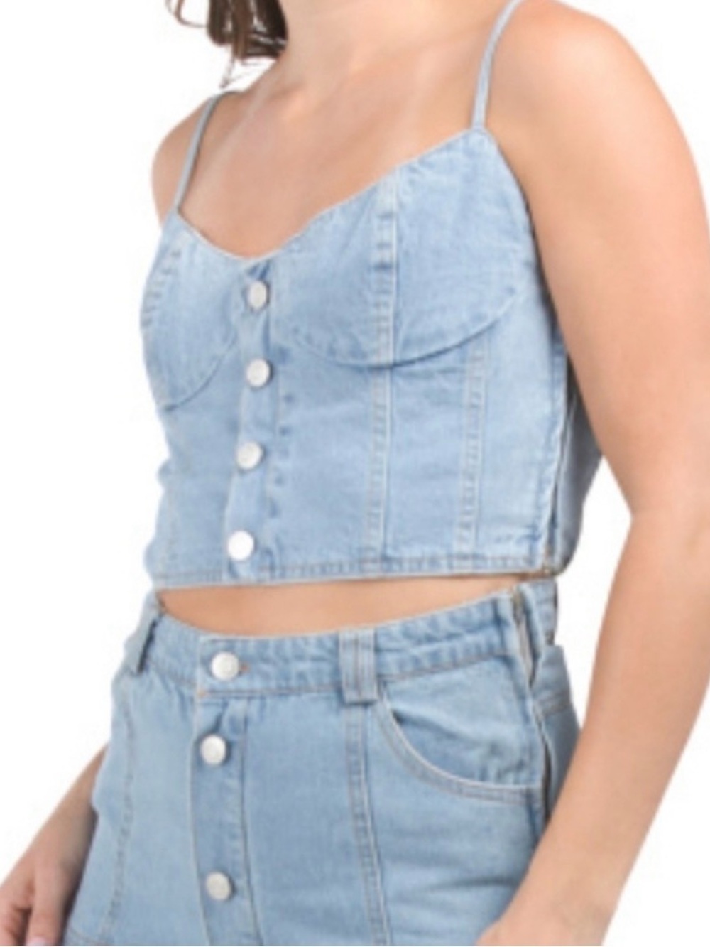 Moon River Denim Bustier Top